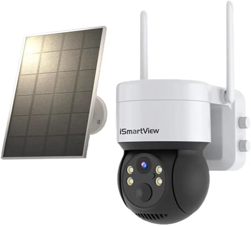 دوربین های امنیتی بی سیم LuckSun برای فضای باز، سیستم دوربین وای فای خورشیدی 2K با چرخش 355 درجه PTZ برای امنیت خانه، دوربین با باتری با دید در شب، سنسور حرکتی هوش مصنوعی، نورافکن ضد آب IP66، صدای دو طرفه