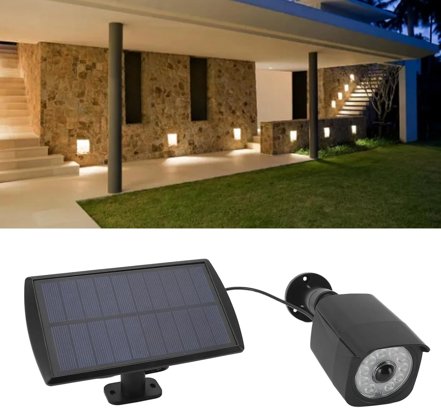 دوربین امنیتی جعلی خورشیدی Luocute، چراغ خورشیدی دوربین های ساختگی ضد آب با سنسور حرکتی، چراغ دوربین شبیه سازی شده با حالت کارکرد 3 دنده برای حیاط، تاخیر 30 ثانیه ای دوربین امنیتی جعلی خورشیدی Luocute، چراغ خورشیدی دوربین های ساختگی ضد آب با سنسور حرکتی، چراغ دوربین شبیه سازی شده با حالت کارکرد 3 دنده برای حیاط، تاخیر 30 ثانیه ای