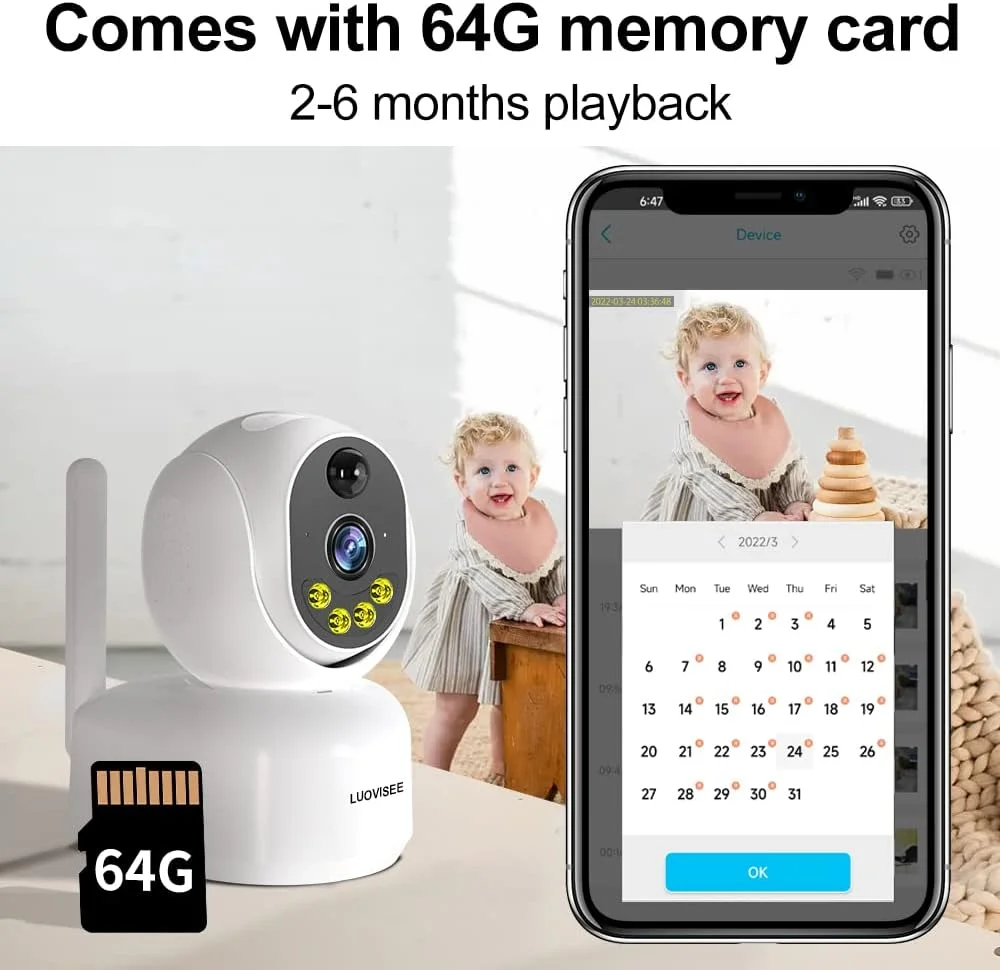 دوربین امنیتی وای فای خورشیدی بی سیم فضای باز Luovisee PTZ دید در شب رنگی کامل با صدا، آلارم تشخیص حرکت PIR، کارت SD 64 گیگابایتی، باتری قابل شارژ، ضد آب و هوا IP65، آژیر، نمای 360 درجه دوربین امنیتی وای فای خورشیدی بی سیم فضای باز Luovisee PTZ دید در شب رنگی کامل با صدا، آلارم تشخیص حرکت PIR، کارت SD 64 گیگابایتی، باتری قابل شارژ، ضد آب و هوا IP65، آژیر، نمای 360 درجه