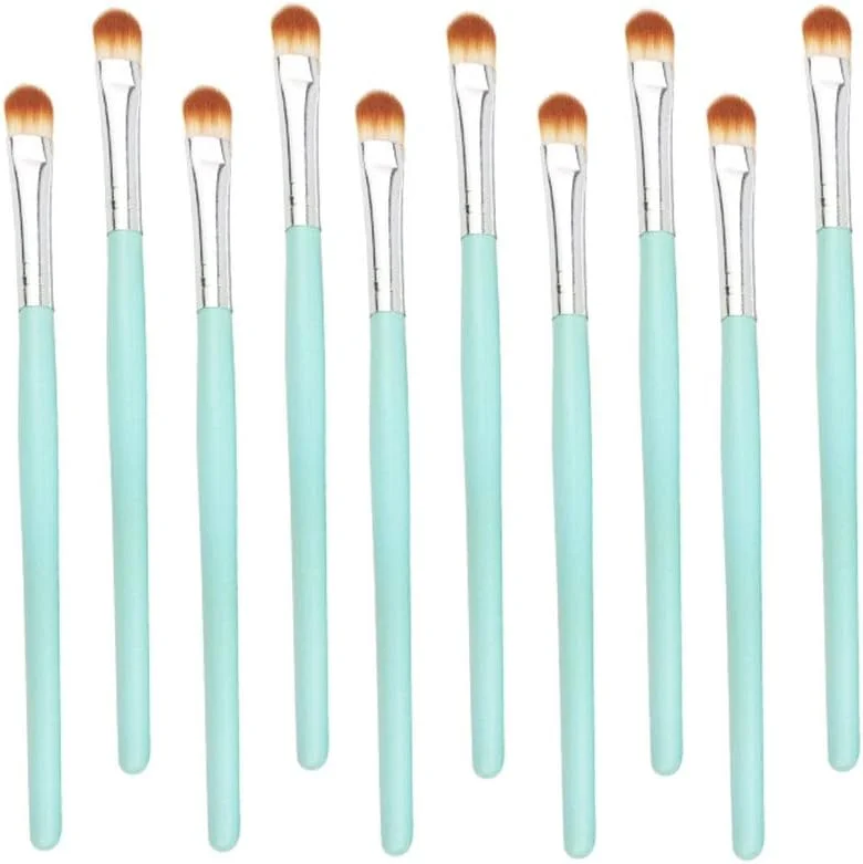 جینلیپ سبز، برس سایه چشم مناسب برای مبتدیان و حرفه ای ها، مجموعه 10 عددی برس آرایش چشم (رنگ: سبز نقره ای)