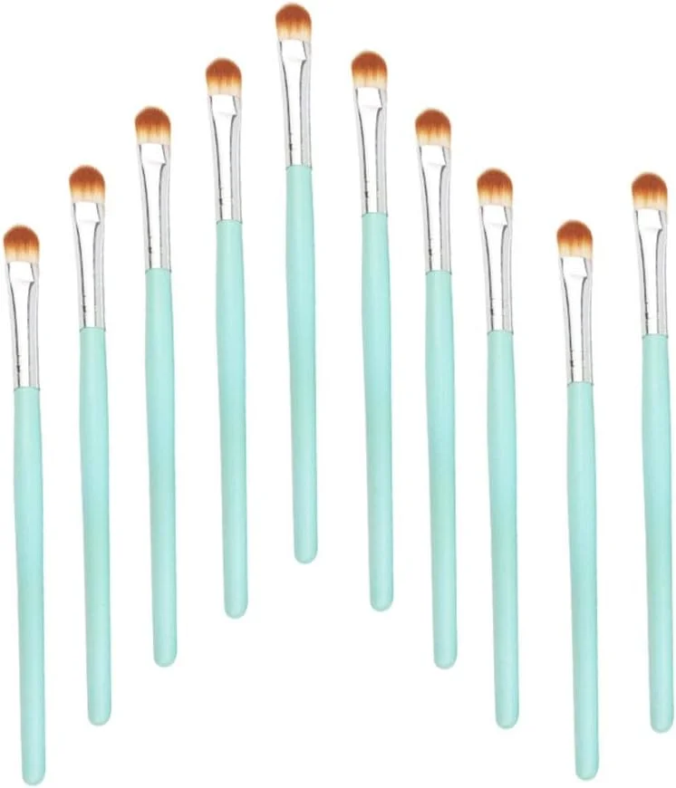 جینلیپ سبز، برس سایه چشم مناسب برای مبتدیان و حرفه ای ها، مجموعه 10 عددی برس آرایش چشم (رنگ: سبز نقره ای)