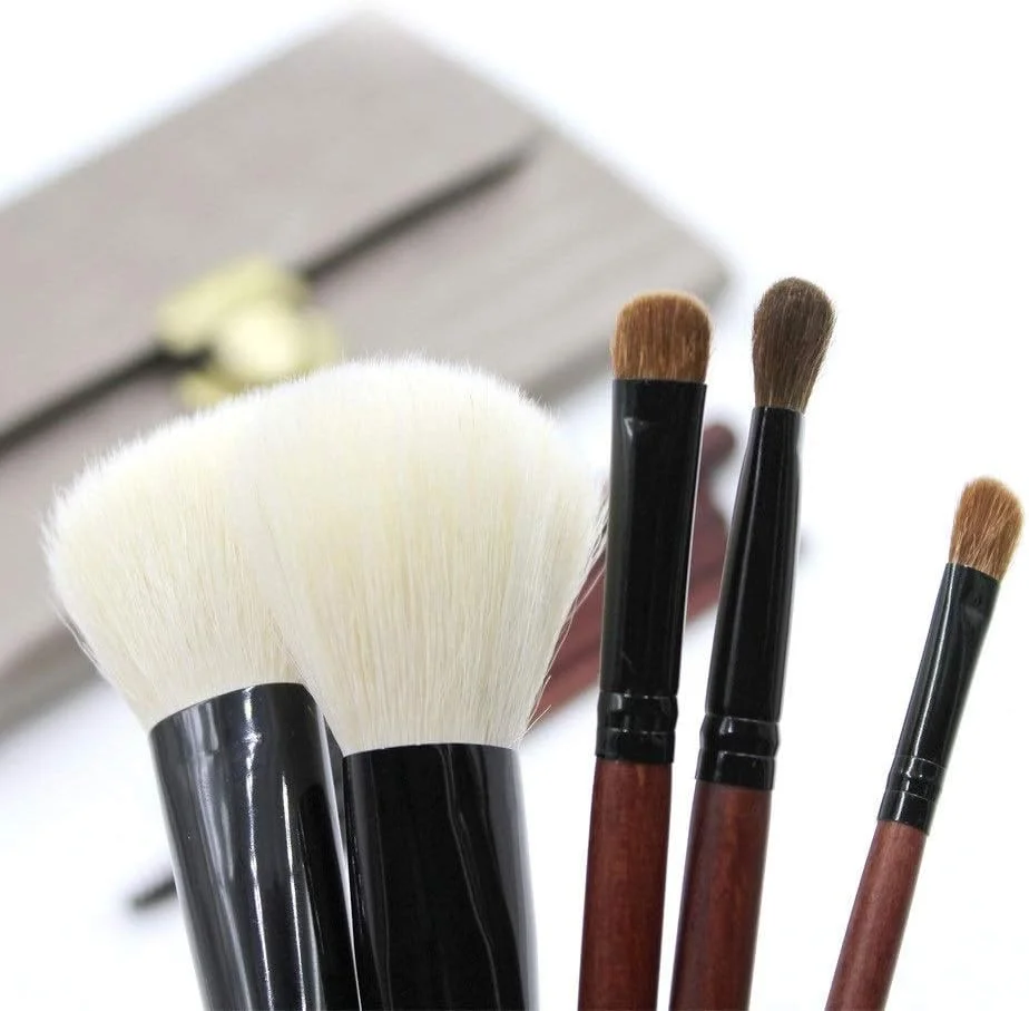 جینلیپ ست برس آرایشی حرفه ای شامل 10 عدد برس پشمی اشباع شده برای کرم پودر، سایه چشم، رژگونه و ابزار آرایش (رنگ: قرمز)