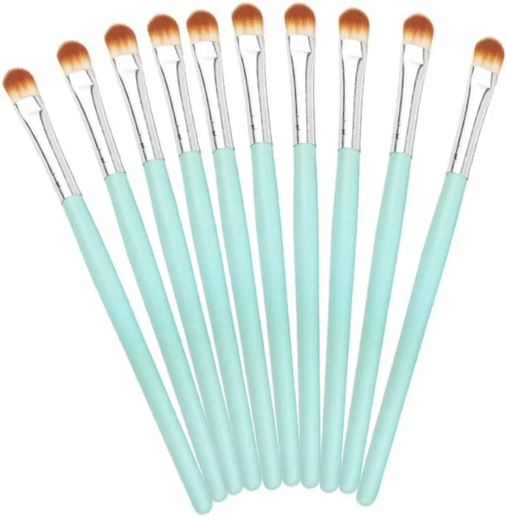 جینلیپ سبز، برس سایه چشم مناسب برای مبتدیان و حرفه ای ها، مجموعه 10 عددی برس آرایش چشم (رنگ: سبز نقره ای)