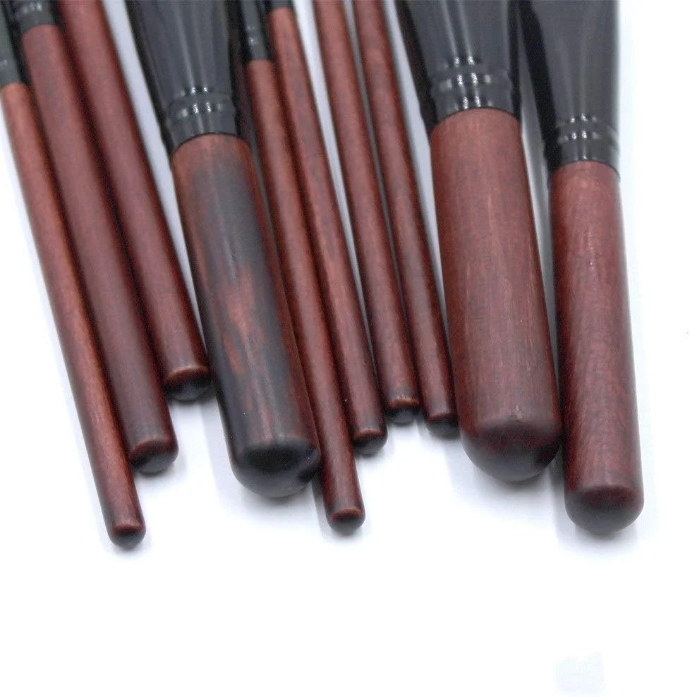 جینلیپ ست برس آرایشی حرفه ای شامل 10 عدد برس پشمی اشباع شده برای کرم پودر، سایه چشم، رژگونه و ابزار آرایش (رنگ: قرمز)