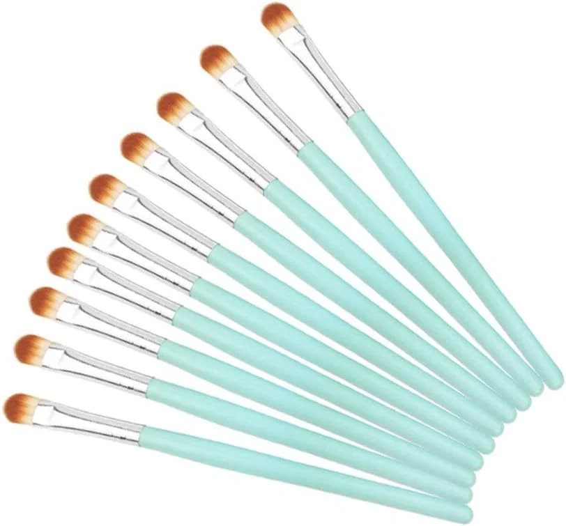 جینلیپ سبز، برس سایه چشم مناسب برای مبتدیان و حرفه ای ها، مجموعه 10 عددی برس آرایش چشم (رنگ: سبز نقره ای)