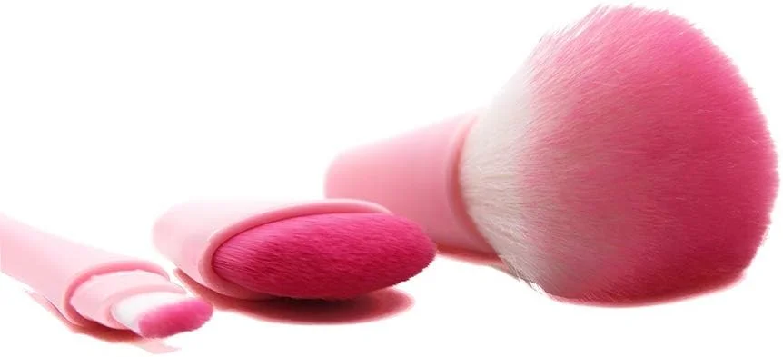 براش آرایشی چند منظوره جینلیپ 4 در 1، براش فونداسیون، سایه ابرو، خط چشم، رژگونه، پودر، کانسیلر تزئینی حرفه ای، صورتی (رنگ: صورتی)