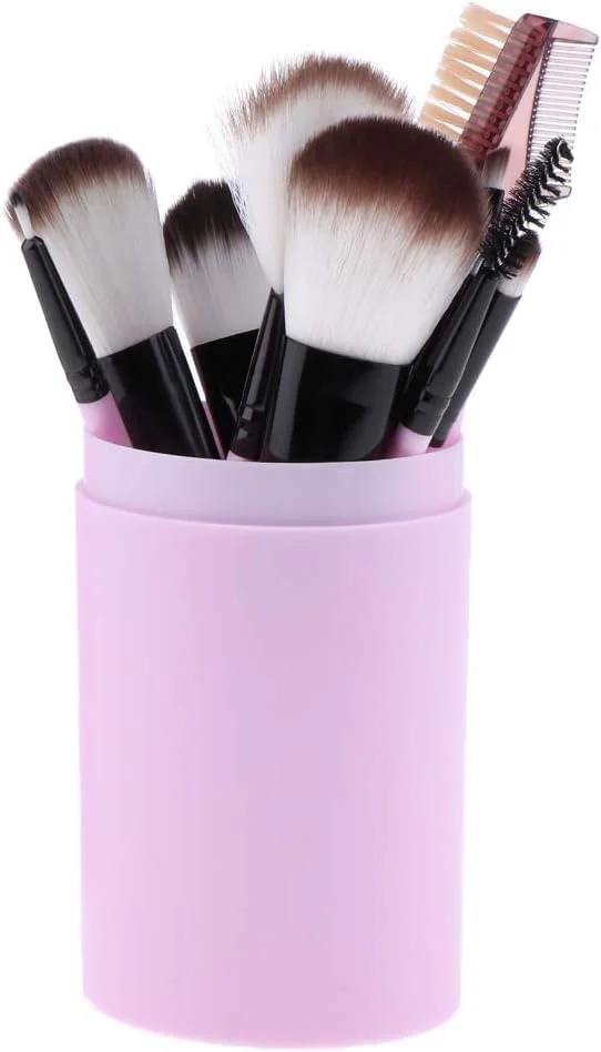 Jinlyp ست برس آرایشی 12 تکه دسته چوبی با سطل نگهداری، با قابلیت حمل آسان و طراحی ظریف (رنگ: بنفش) Jinlyp ست برس آرایشی 12 تکه دسته چوبی با سطل نگهداری، با قابلیت حمل آسان و طراحی ظریف (رنگ: بنفش)