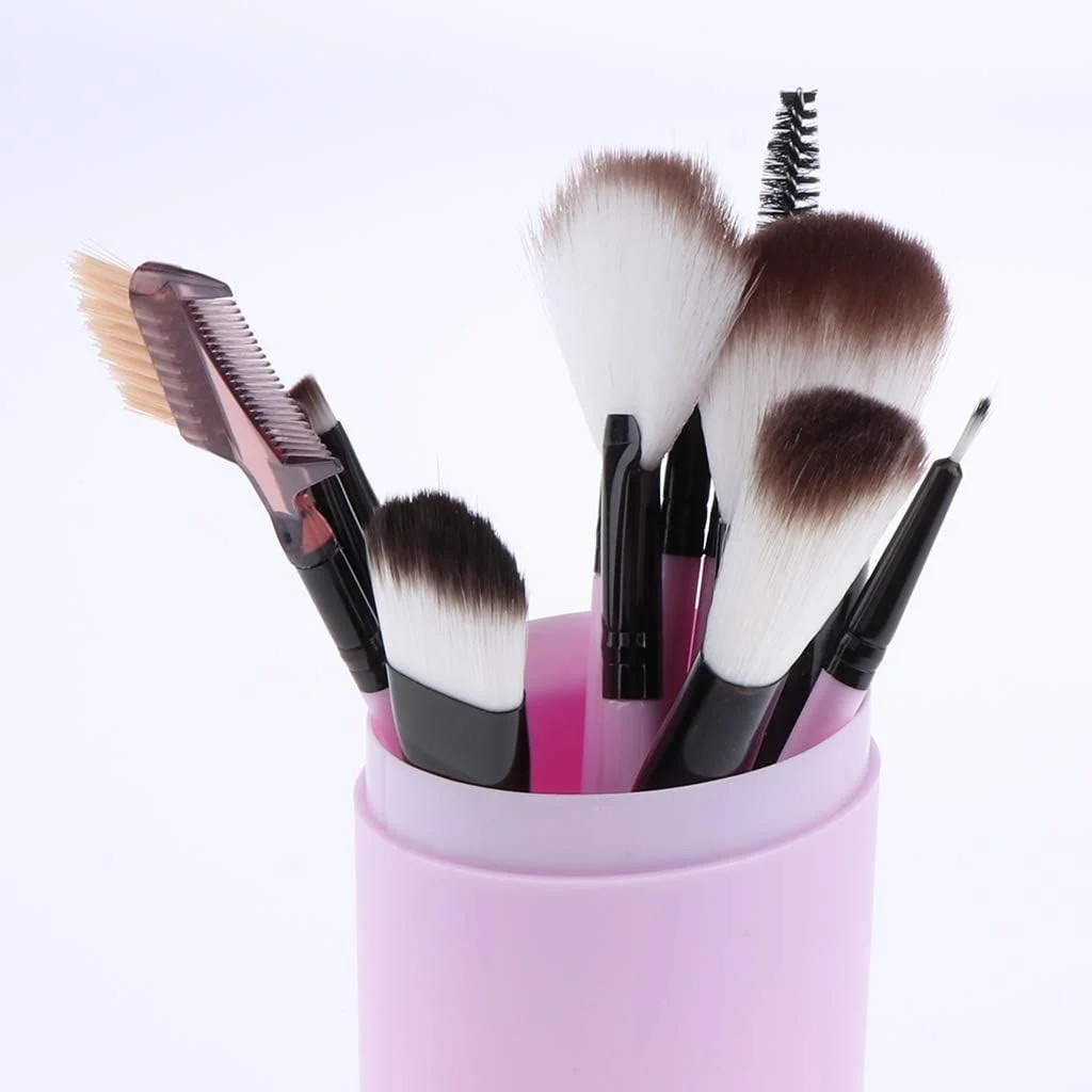 Jinlyp ست برس آرایشی 12 تکه دسته چوبی با سطل نگهداری، با قابلیت حمل آسان و طراحی ظریف (رنگ: بنفش) Jinlyp ست برس آرایشی 12 تکه دسته چوبی با سطل نگهداری، با قابلیت حمل آسان و طراحی ظریف (رنگ: بنفش)