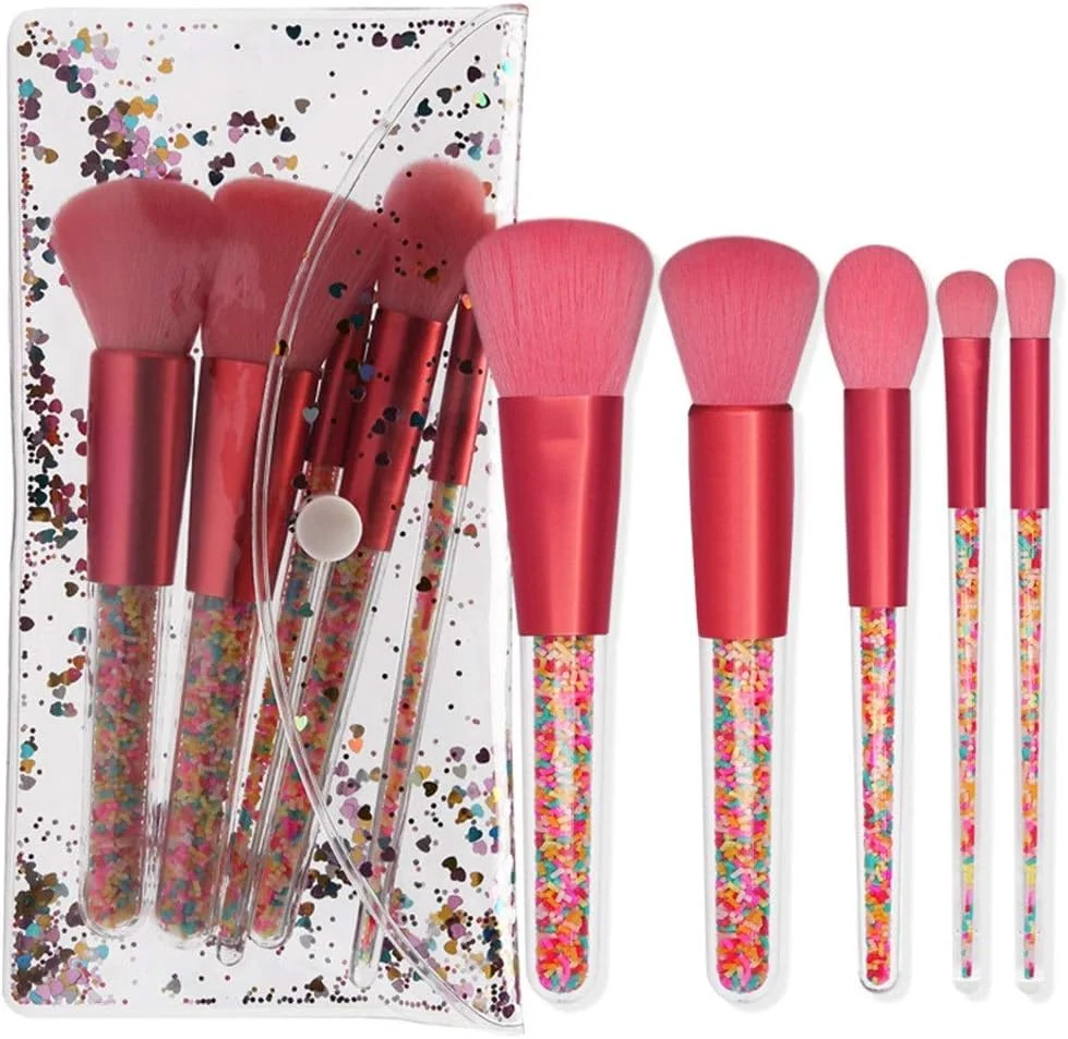 جینلیپ برس آرایشی ملایم با موهای نرم، ست 5 عددی برس آرایشی آبنباتی جدید، ابزار آرایشی الماس کریستالی (رنگ: صورتی) جینلیپ برس آرایشی ملایم با موهای نرم، ست 5 عددی برس آرایشی آبنباتی جدید، ابزار آرایشی الماس کریستالی (رنگ: صورتی)