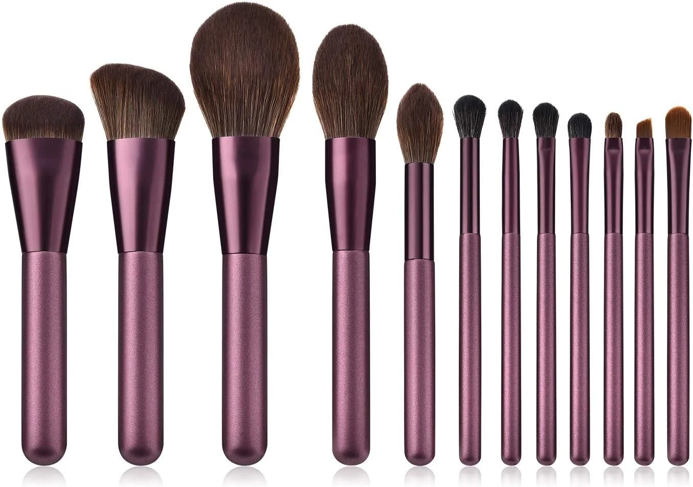 جینلیپ ست برس آرایشی 12 عددی شامل برس کرم پودر، برس پودر، برس رژگونه صورتی، برس سایه چشم، ست برس سیلوئت براق دبیرستانی - بنفش (رنگ: یاسی)