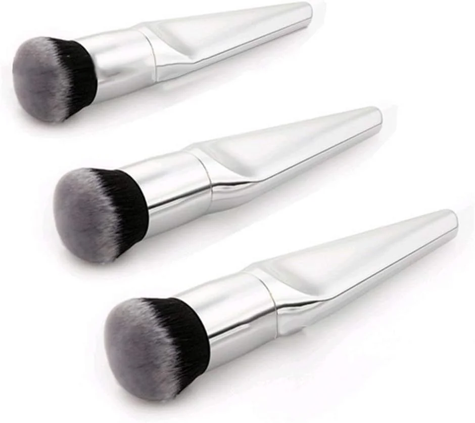 قلم موی آرایشی جینلیپ، برس کرم پودر کمری کوچک (رنگ: نقره ای)