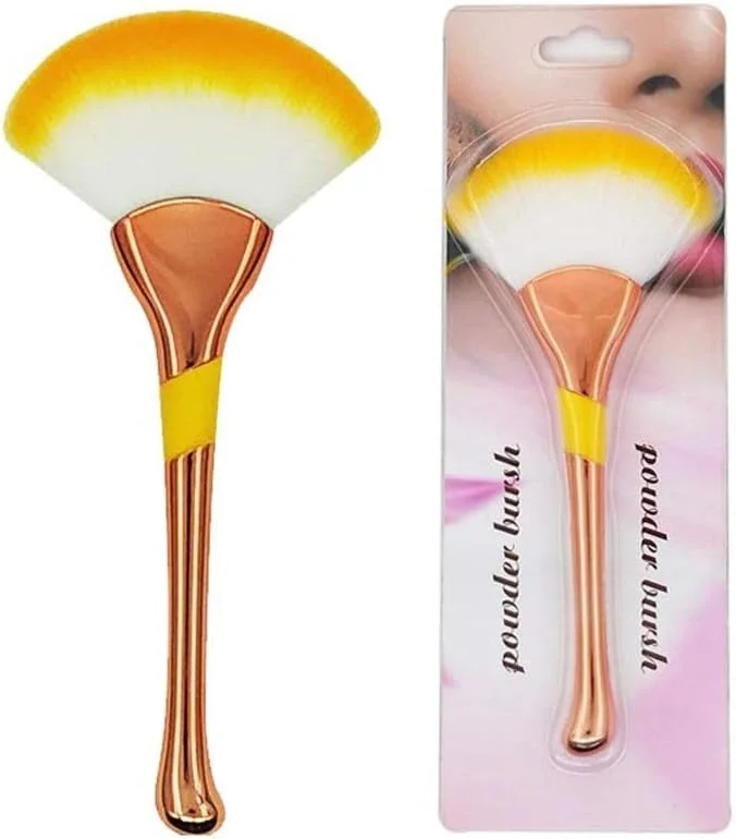 جینلیپ براش پودر تکی بزرگ، براش آرایشی دخترانه طرح قلب، مدل پولدار (رنگ: رزگلد)