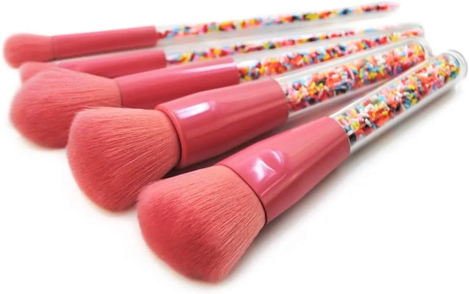 جینلیپ برس آرایشی ملایم با موهای نرم، ست 5 عددی برس آرایشی آبنباتی جدید، ابزار آرایشی الماس کریستالی (رنگ: صورتی) جینلیپ برس آرایشی ملایم با موهای نرم، ست 5 عددی برس آرایشی آبنباتی جدید، ابزار آرایشی الماس کریستالی (رنگ: صورتی)