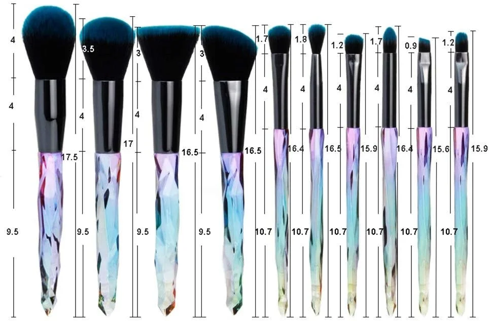 جینلیپ ست برس آرایشی 10 تکه شامل برس کرم پودر، برس رژگونه صورتی پودری، برس سایه چشم، ست برس سیلوئت براق دبیرستانی - مشکی آبی (رنگ: موهای مشکی آبی)