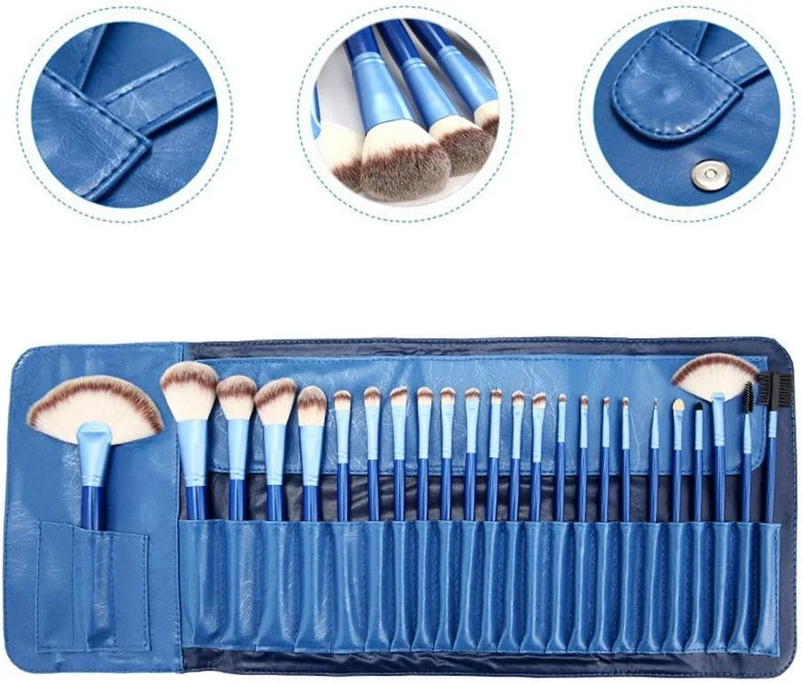 جینلیپ مطلوب برای انواع آبی تقویت کننده، مجموعه 24 عددی برس آرایشی حرفه ای با روکش محافظ و سر برس ملایم (رنگ: آبی) جینلیپ مطلوب برای انواع آبی تقویت کننده، مجموعه 24 عددی برس آرایشی حرفه ای با روکش محافظ و سر برس ملایم (رنگ: آبی)