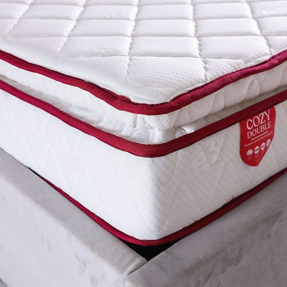 تشک فوم طبی دانوب هوم مدل Cozy Pillow Top | درجه سفتی: سفت | تشک کینگ | طبی ارتوپدیک | حفظ تعادل ستون فقرات برای کاهش فشار | طول 200 عرض 180 سانتی متر | ضخامت 23 سانتی متر - سفید/قرمز