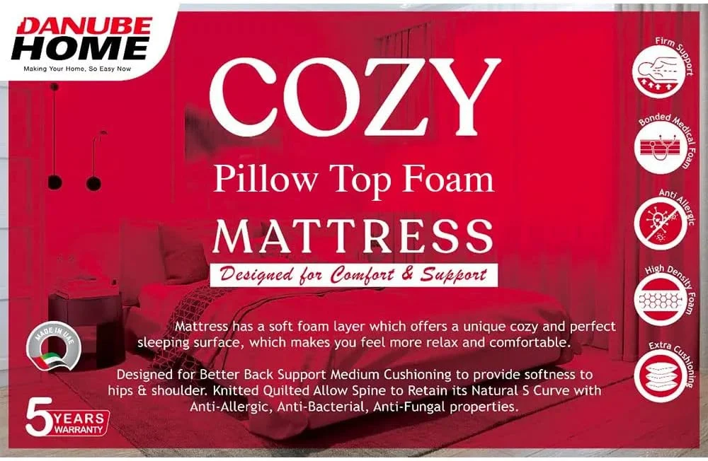 تشک فوم طبی دانوب هوم مدل Cozy Pillow Top | درجه سفتی: سفت | تشک کینگ | طبی ارتوپدیک | حفظ تعادل ستون فقرات برای کاهش فشار | طول 200 عرض 180 سانتی متر | ضخامت 23 سانتی متر - سفید/قرمز تشک فوم طبی دانوب هوم مدل Cozy Pillow Top | درجه سفتی: سفت | تشک کینگ | طبی ارتوپدیک | حفظ تعادل ستون فقرات برای کاهش فشار | طول 200 عرض 180 سانتی متر | ضخامت 23 سانتی متر - سفید/قرمز