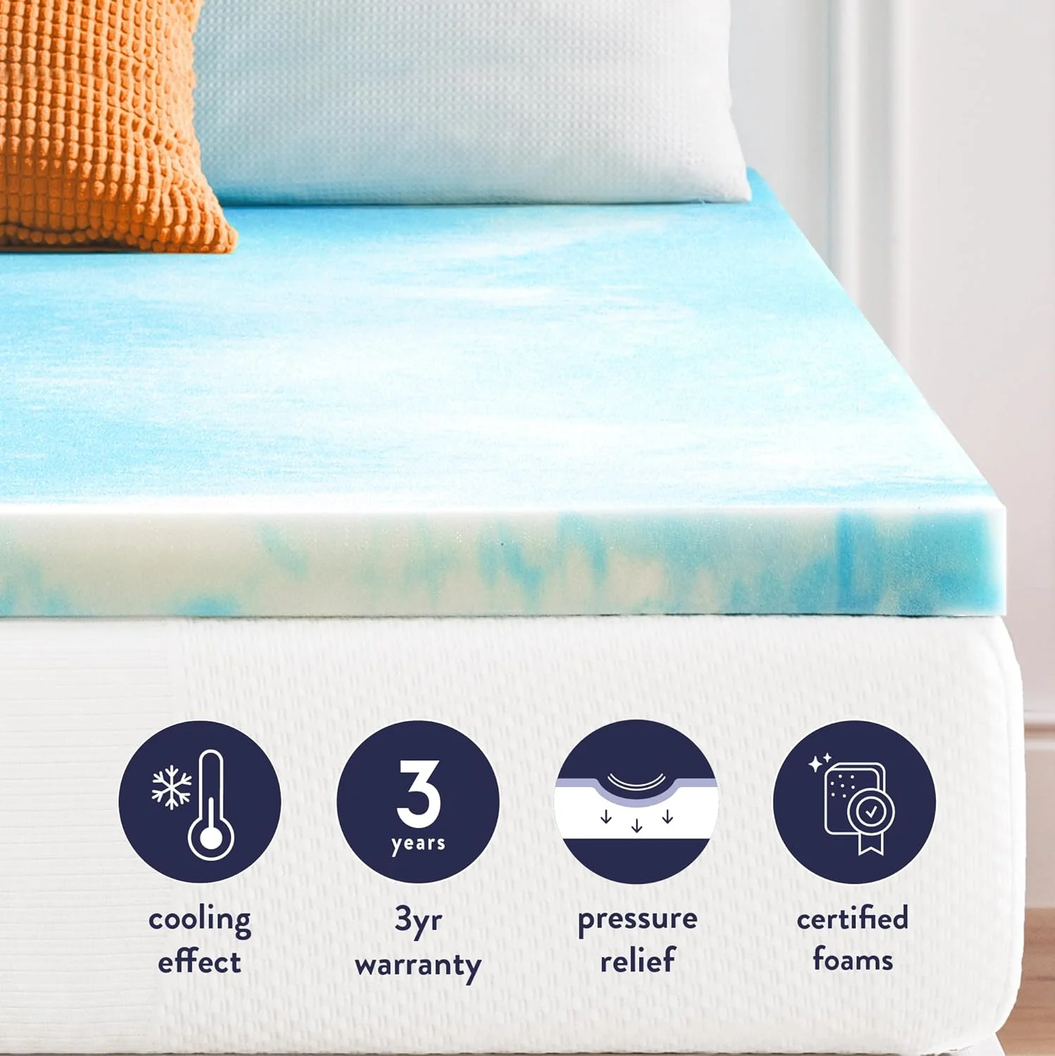 تشک فوم حافظه دار خنک کننده با جریان هوای ژل دار Mellow AeroBreeze، سایز کامل