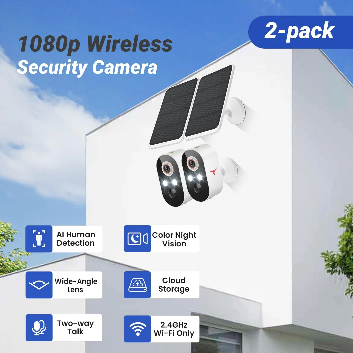 دوربین های امنیتی خورشیدی بی سیم FineLuck برای فضای باز، بسته 2 عددی، دوربین های وای فای با باتری برای نظارت خانگی، تشخیص انسان با هوش مصنوعی، مکالمه 2 طرفه، دید در شب رنگی، فضای ذخیره سازی ابری، مقاومت در برابر آب و هوا دوربین های امنیتی خورشیدی بی سیم FineLuck برای فضای باز، بسته 2 عددی، دوربین های وای فای با باتری برای نظارت خانگی، تشخیص انسان با هوش مصنوعی، مکالمه 2 طرفه، دید در شب رنگی، فضای ذخیره سازی ابری، مقاومت در برابر آب و هوا