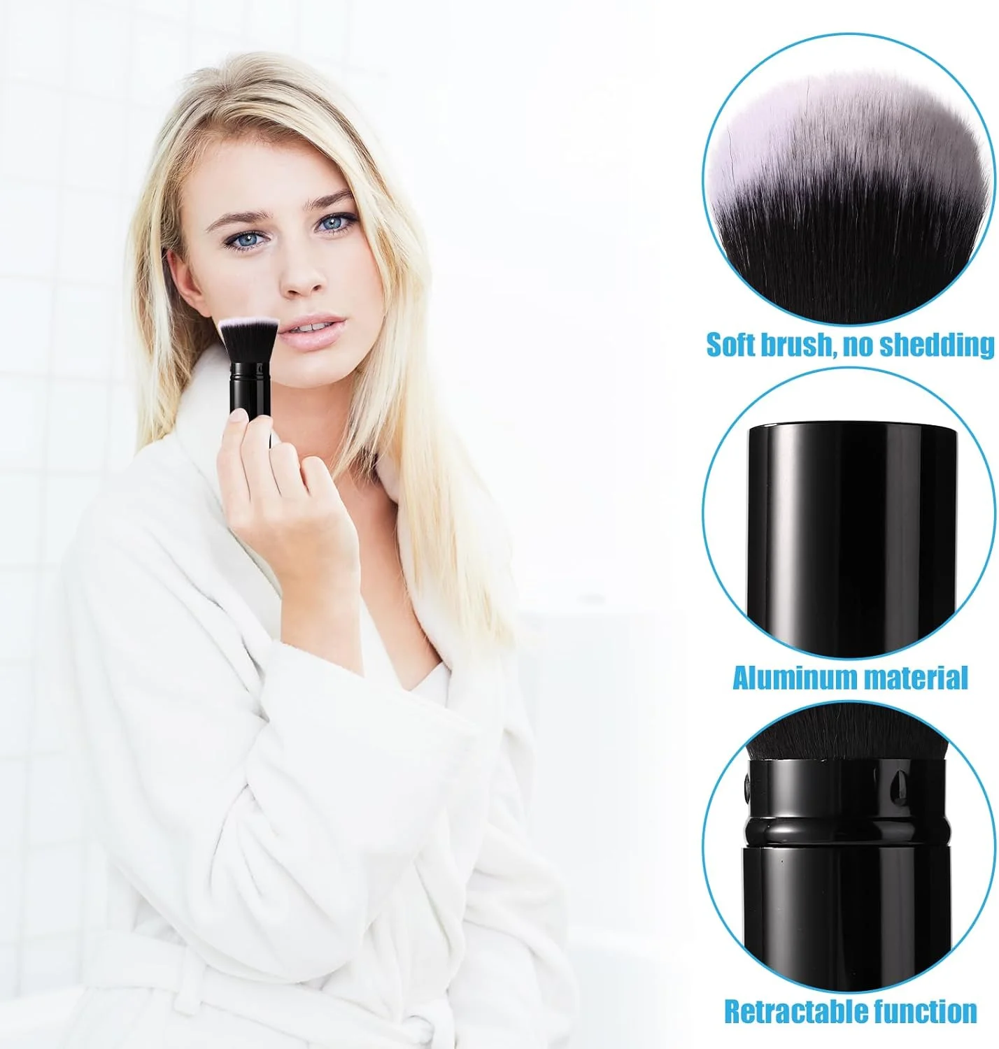 گوسکنور، برس رژگونه مسافرتی 2 عددی، برس آرایشی جمع شونده قابل حمل برای پودر، کرم پودر و ضد آفتاب، موی مشکی و سفید (سر تخت + سر گرد) گوسکنور، برس رژگونه مسافرتی 2 عددی، برس آرایشی جمع شونده قابل حمل برای پودر، کرم پودر و ضد آفتاب، موی مشکی و سفید (سر تخت + سر گرد)