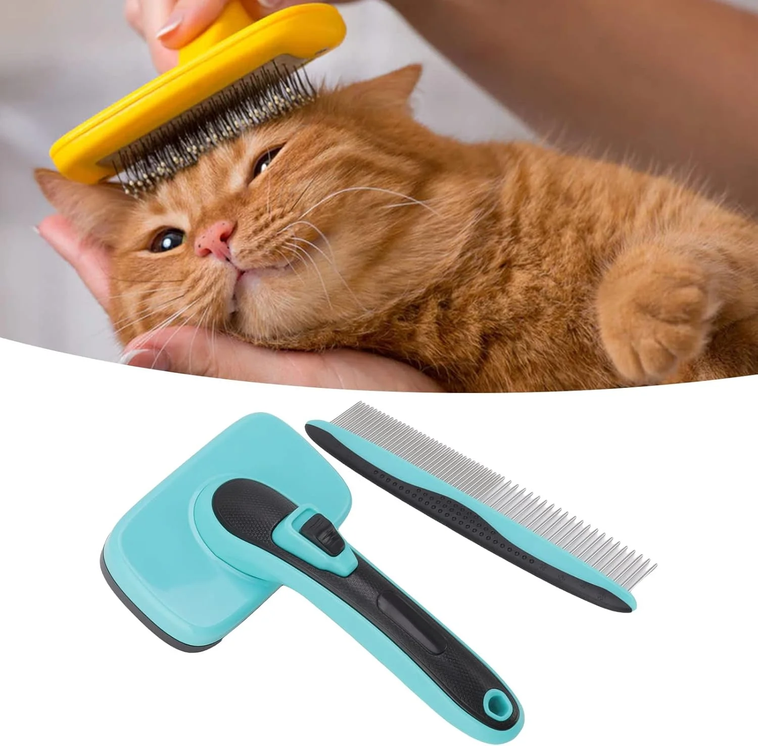 ست برس نظافت حیوانات خانگی، برس مو جمع کن و برس سوزنی استیل برای خرگوش، توله سگ، بچه گربه و خوکچه هندی ست برس نظافت حیوانات خانگی، برس مو جمع کن و برس سوزنی استیل برای خرگوش، توله سگ، بچه گربه و خوکچه هندی