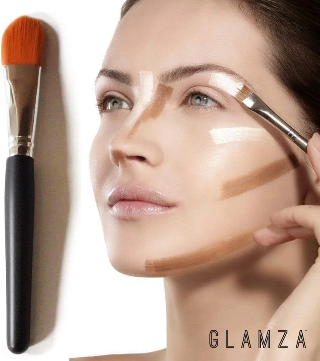 برس آرایشی تخت Glamza Classic برای کرم پودر، تک واحدی برس آرایشی تخت Glamza Classic برای کرم پودر، تک واحدی