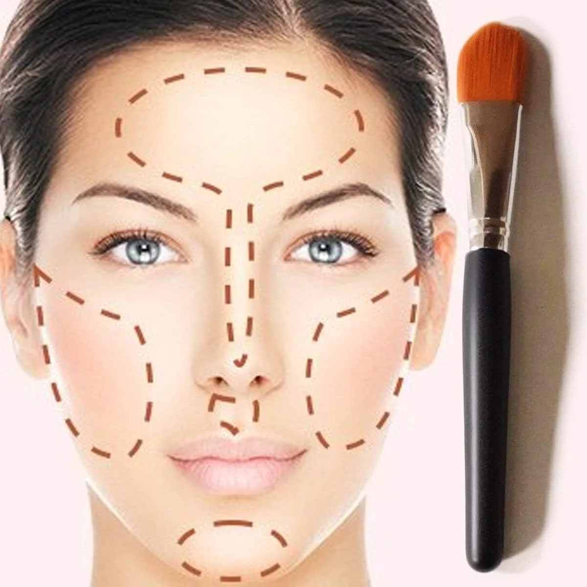 برس آرایشی تخت Glamza Classic برای کرم پودر، تک واحدی