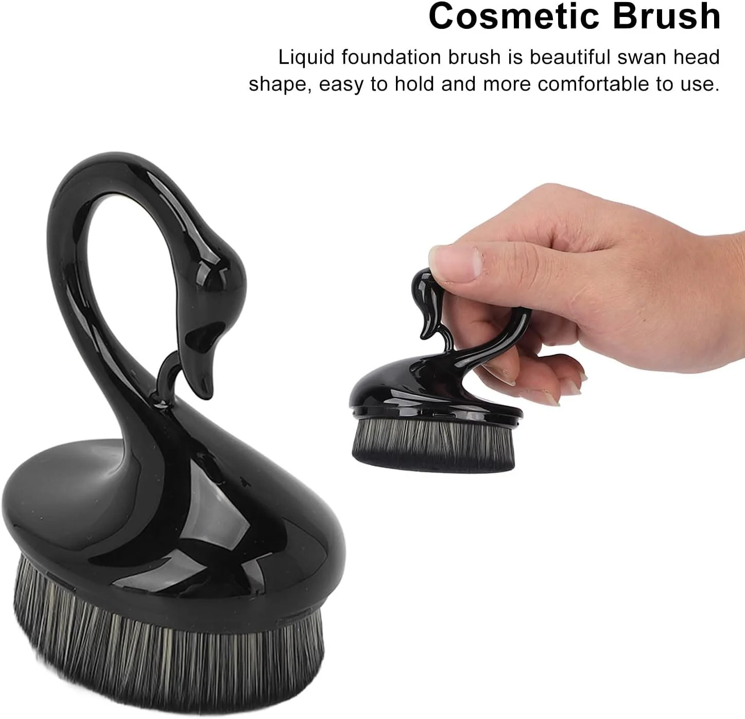 براش رژگونه صورت فرن، براش آرایشی بهداشتی نرم به شکل قو با پوشش شفاف برای ترکیب مایع برای زنان براش رژگونه صورت فرن، براش آرایشی بهداشتی نرم به شکل قو با پوشش شفاف برای ترکیب مایع برای زنان