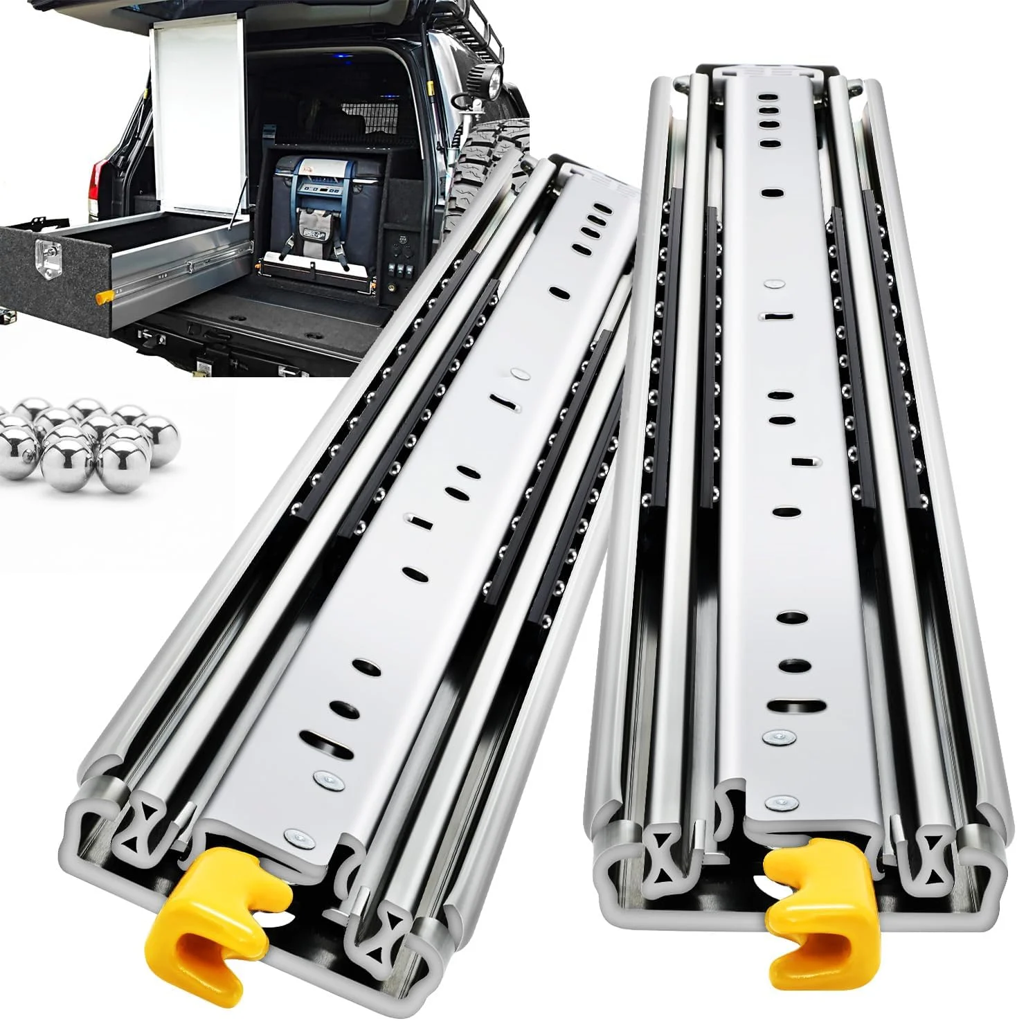 ریل کشویی سنگین YENUO با قفل، سایزهای 12، 14، 16، 18، 20، 22، 24، 26، 28، 30، 32، 34، 36، 38، 40، 44، 48، 52، 56، 60 اینچ، باز شدن کامل، نصب جانبی، بلبرینگ، ریل های قفل شونده، ظرفیت بار 500 پوند، 1 جفت ریل کشویی سنگین YENUO با قفل، سایزهای 12، 14، 16، 18، 20، 22، 24، 26، 28، 30، 32، 34، 36، 38، 40، 44، 48، 52، 56، 60 اینچ، باز شدن کامل، نصب جانبی، بلبرینگ، ریل های قفل شونده، ظرفیت بار 500 پوند، 1 جفت