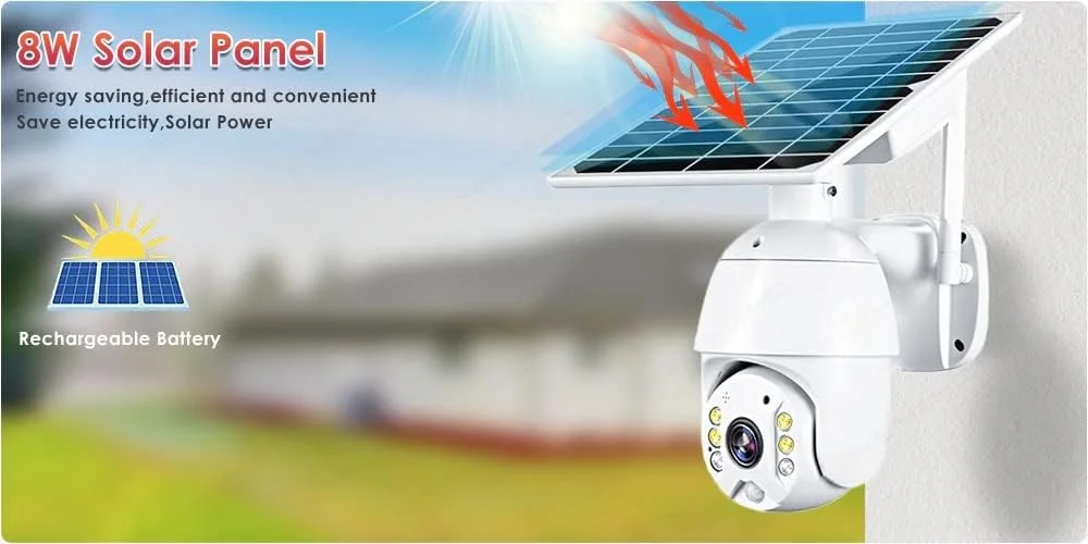 دوربین مداربسته خورشیدی Eazyliv (4G) با رزولوشن بالا 1080P و پنل خورشیدی 8 واتی PTZ، قابلیت چرخش 360 درجه، بی سیم، مناسب فضای باز، ضد آب IP66، دید در شب، صدای دو طرفه (باتری شامل نمی شود) دوربین مداربسته خورشیدی Eazyliv (4G) با رزولوشن بالا 1080P و پنل خورشیدی 8 واتی PTZ، قابلیت چرخش 360 درجه، بی سیم، مناسب فضای باز، ضد آب IP66، دید در شب، صدای دو طرفه (باتری شامل نمی شود)