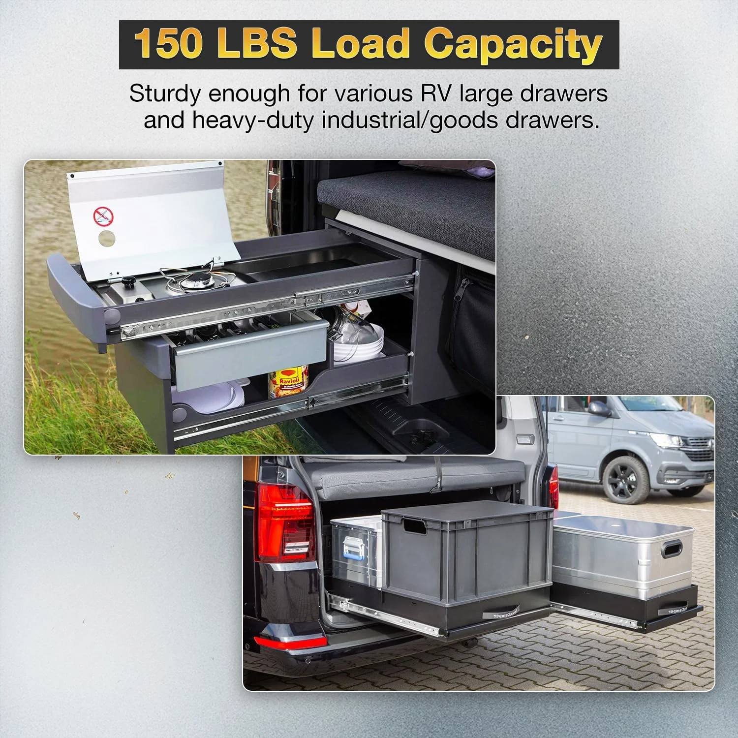 ریل کشو سنگین YENUO با قفل، باز شدن کامل، نصب جانبی، در سایزهای 35، 40، 45، 50، 55، 60، 65، 70، 75، 80، 85، 90، 100 سانتی‌متر، ریل‌های بلبرینگ فلزی، راهنمای مسیر، لغزنده‌ها، 120 پوند، 1 جفت (با قفل، 55 سانتی‌متر)