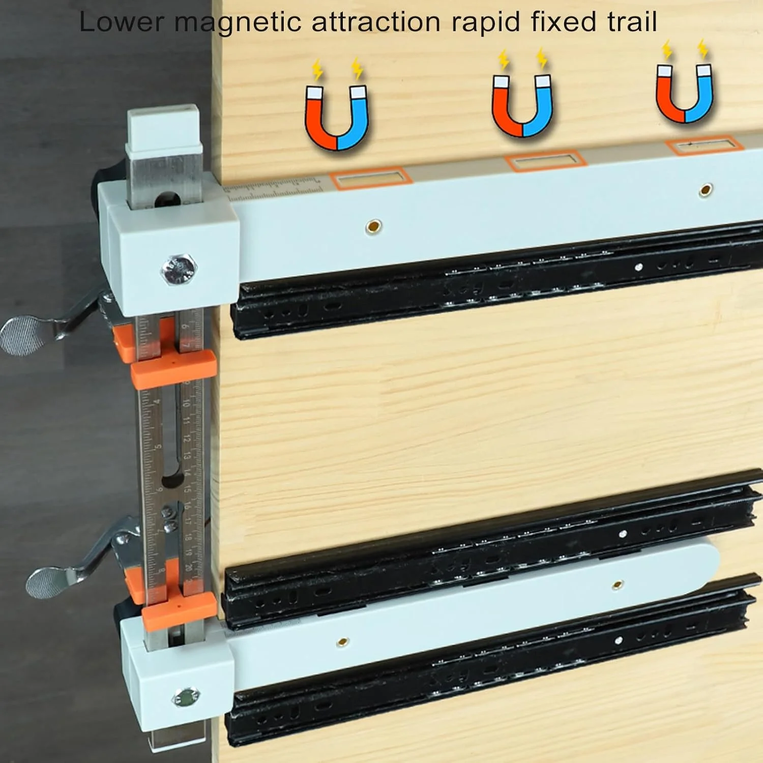ابزار نصب ریل کشو Zhjvihx، بسته 2 عددی، با حکاکی لیزری و مقیاس دوگانه، نصب سریع و دقیق برای کابینت و پروژه های DIY