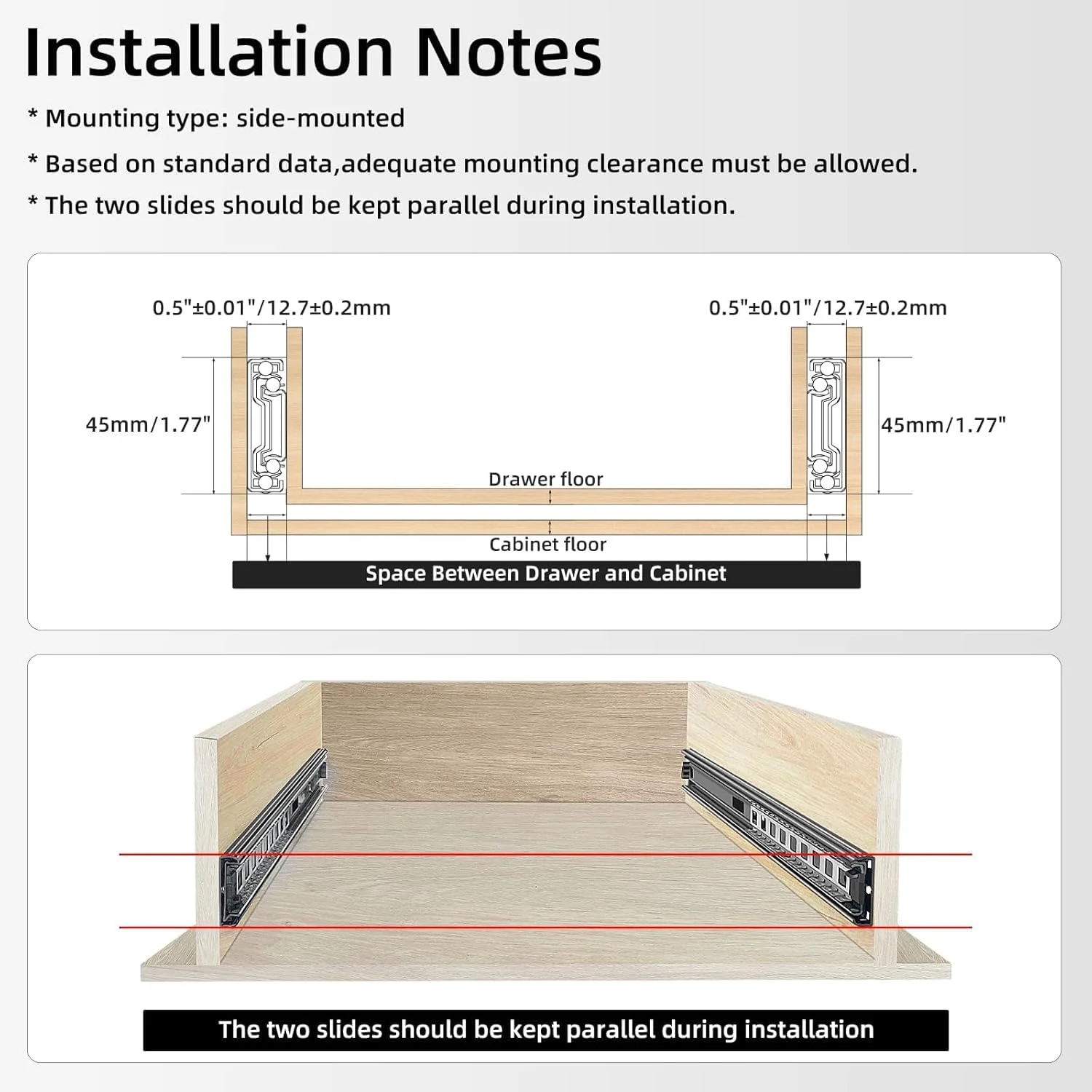 ریل کشو تلسکوپی آرام بند XBLDS، مناسب برای کشوهای سنگین، نصب جانبی، مناسب برای کمد، کابینت، ریل فلزی بلبرینگ دار با حرکت روان و باز شدن کامل، مناسب برای کابینت آشپزخانه، تحمل وزن 45 کیلوگرم (طول 35 سانتیمتر)
