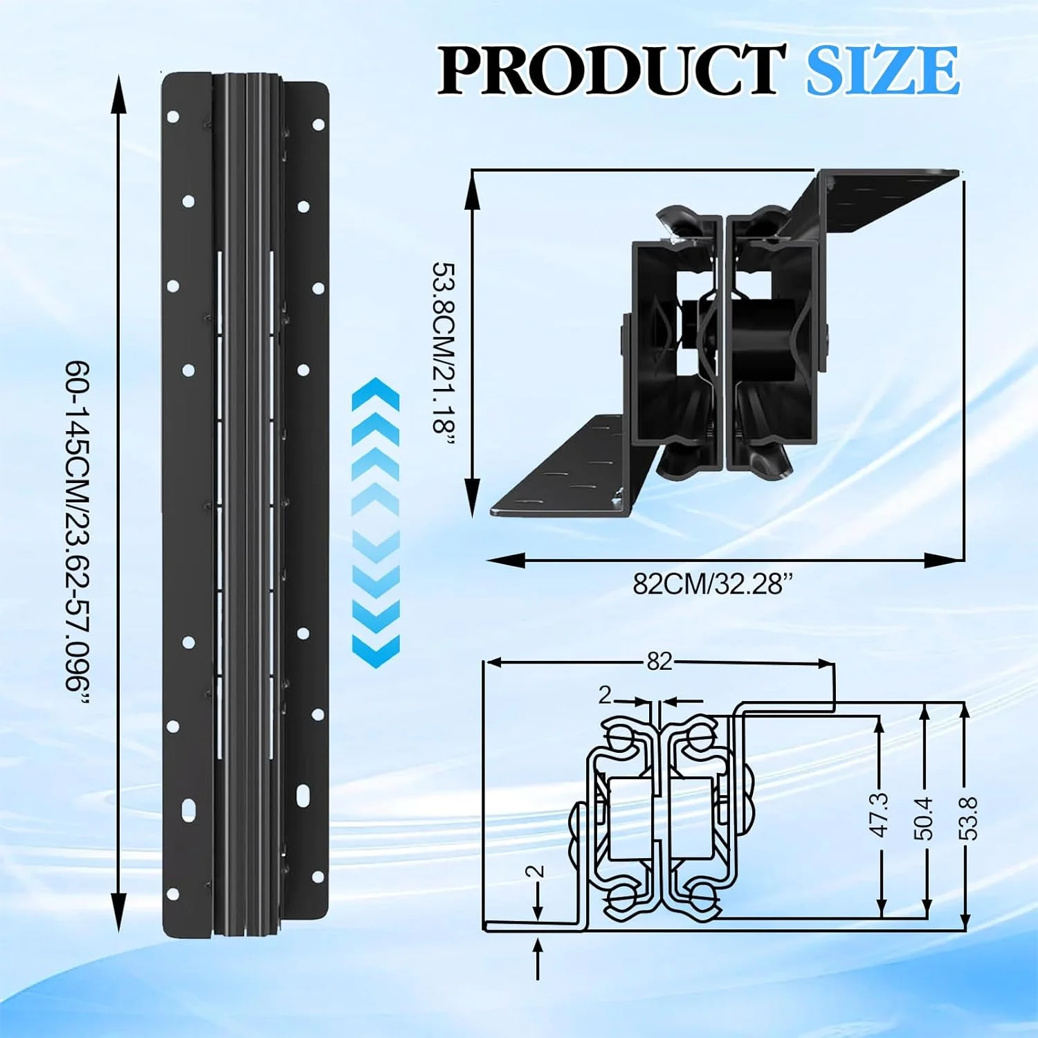 یک جفت ریل کشو سنگین زیرکشو، ریل کشو مخفی 16/24 اینچی 120 کیلوگرمی، راهنمای کابینت پله ای نصب شده در پایین با صدای کم برای کمد لباس (مشکی، 24 اینچ (600-1450 میلی متر))