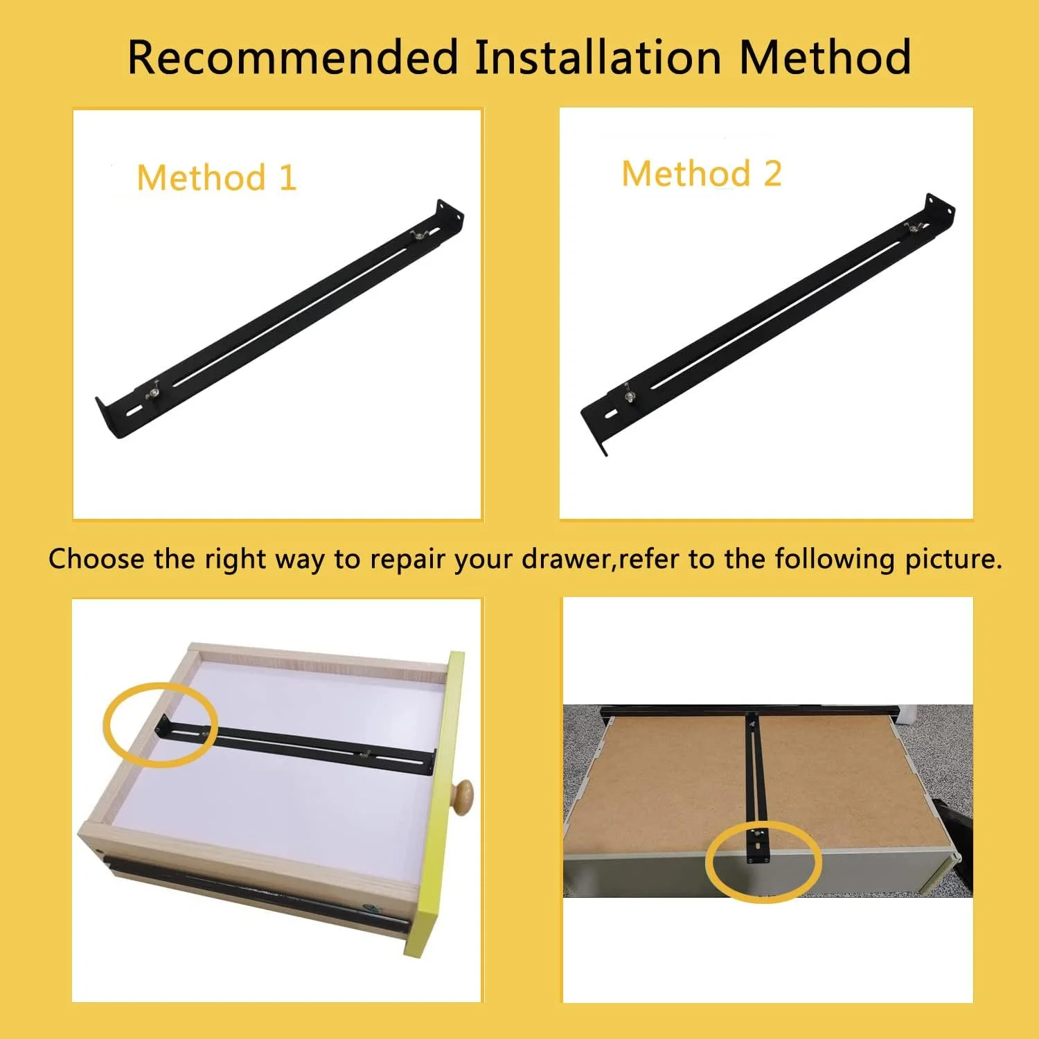 کیت تعمیر کشو VANROUG، براکت لوازم جانبی تعمیر مبلمان، نصب میانی برای تقویت و تعمیر شکستگی، برای سینه کشوهای چوبی/نئوپان/MDF - شامل پیچ (4 عدد)