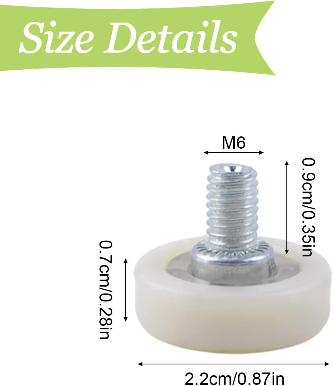 UFURMATE 10 عدد غلتک کشو پلاستیکی POM، چرخ های لغزنده کشو کابینت با مهره، قرقره های راهنمای لغزنده غلتکی کشو برای قطعات جایگزین DIY مبلمان (قطر 22 میلی متر)