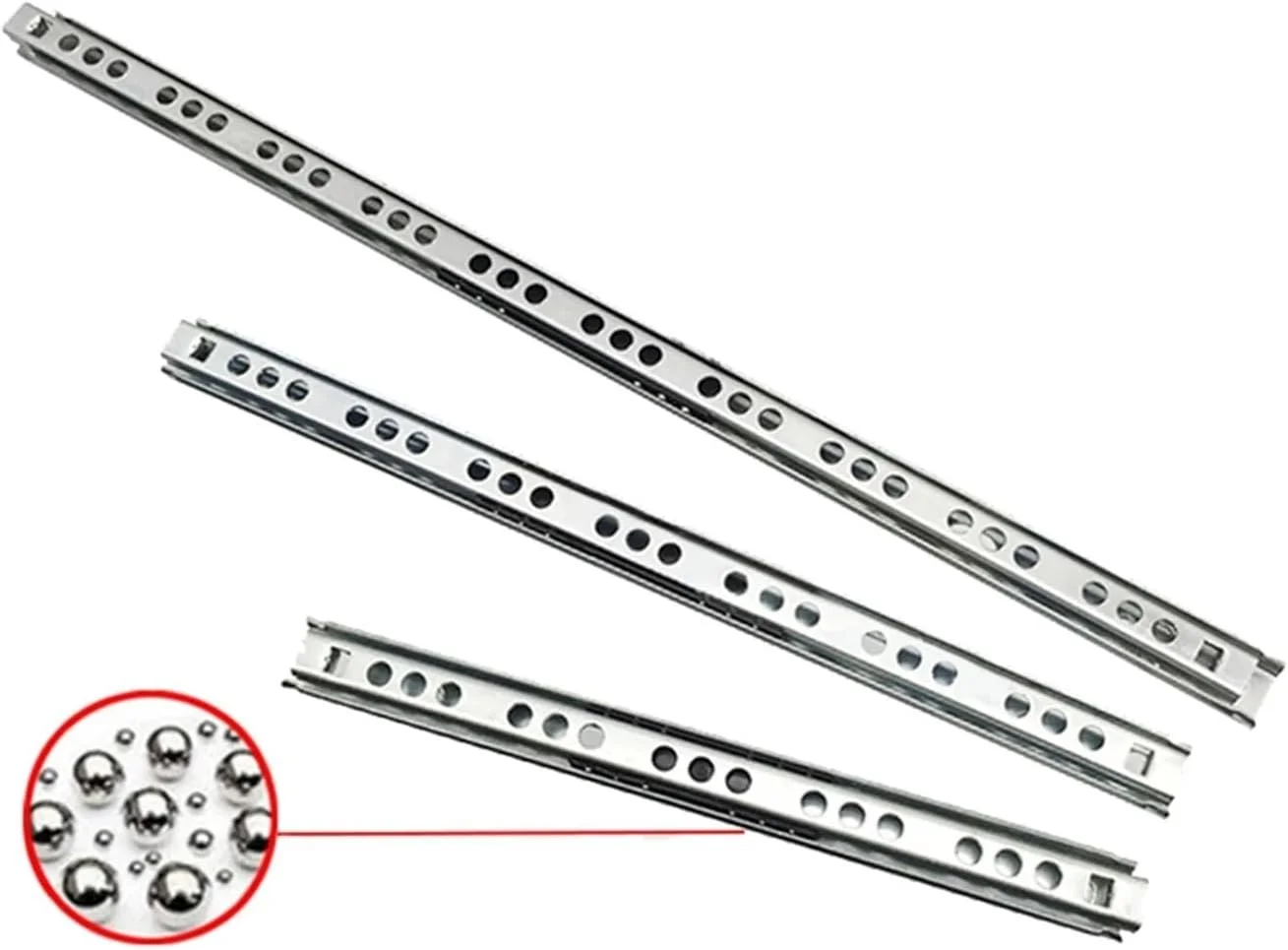 ریل کشویی بلبرینگی دو قسمتی 8 تا 16 اینچ، ریل کشو مبلمان، ریل بلبرینگی فولادی، مناسب برای کشوهای کابینت و صفحه کلید (یک عدد 342 میلی متر)