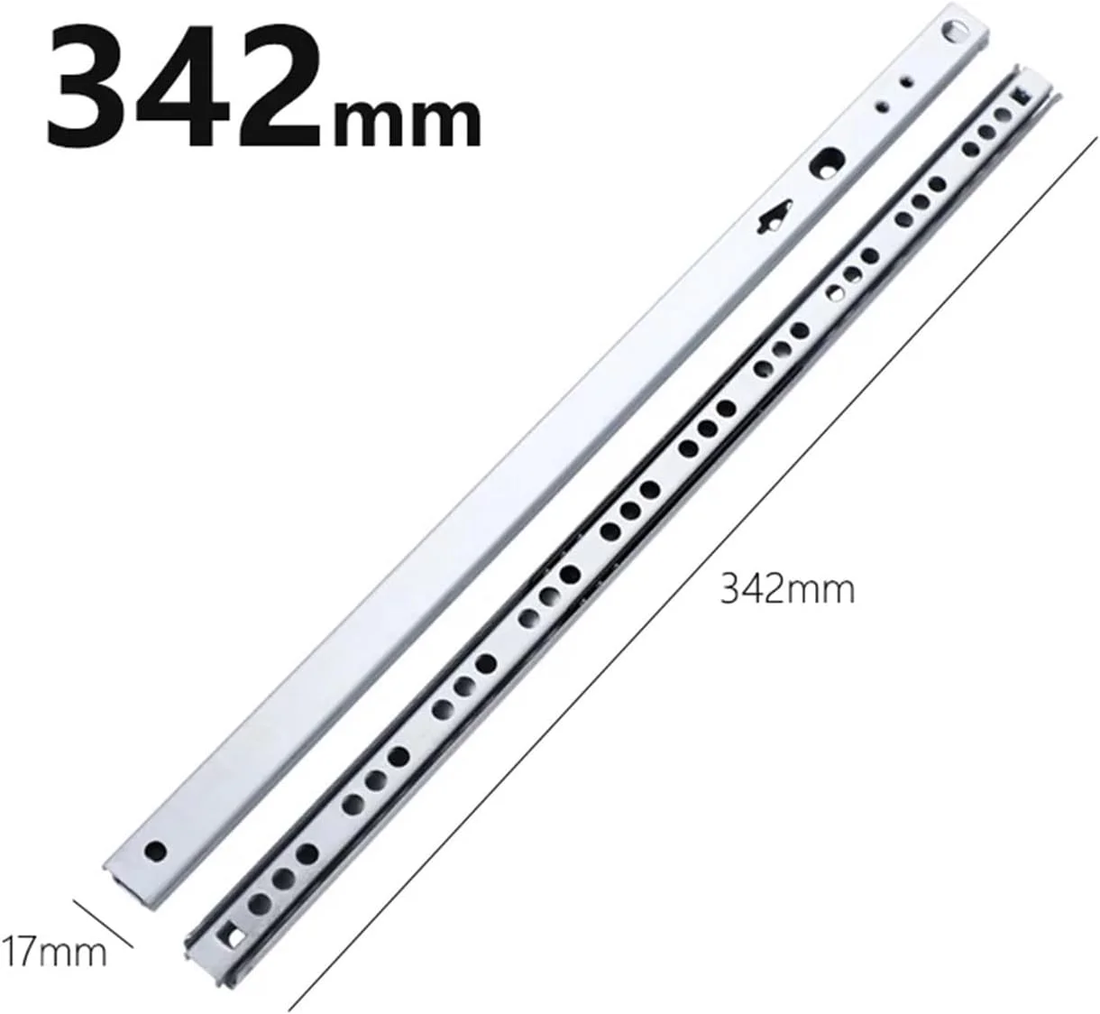 یک جفت ریل کشو با عرض 17 میلی متر، دو طرفه، دو قسمتی، ریل راهنما، ریل کشویی توپی فولادی، اتصالات سخت افزاری مبلمان، طول (طول) یک جفت ریل کشو با عرض 17 میلی متر، دو طرفه، دو قسمتی، ریل راهنما، ریل کشویی توپی فولادی، اتصالات سخت افزاری مبلمان، طول (طول)