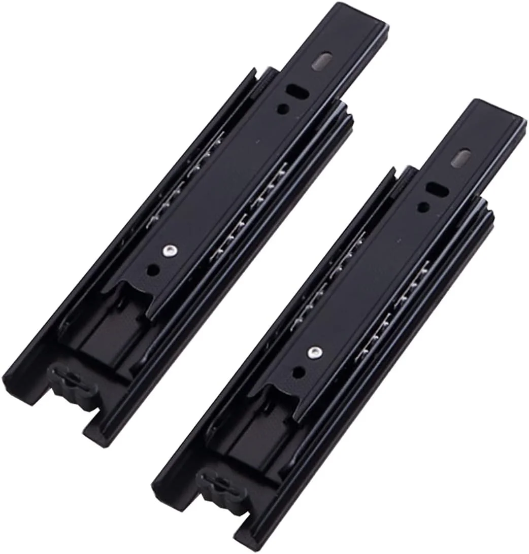 ریل کشو Tianher، بازشوندگی کامل، بلبرینگ دار، 150 میلی متر، 3 تایی، نصب جانبی، ظرفیت بار 45 کیلوگرم، مشکی، 6 اینچ، 2 عدد