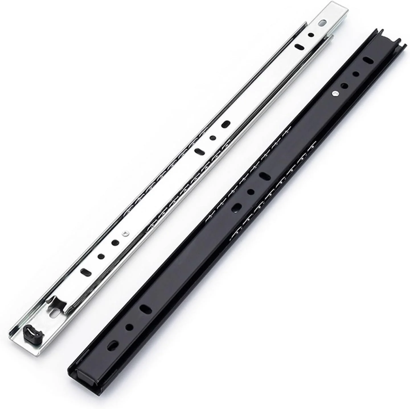 ریل کشو مشکی ضخیم دو قسمتی 8 اینچ تا 20 اینچ راهنمای توپی سخت افزار مبلمان کشو