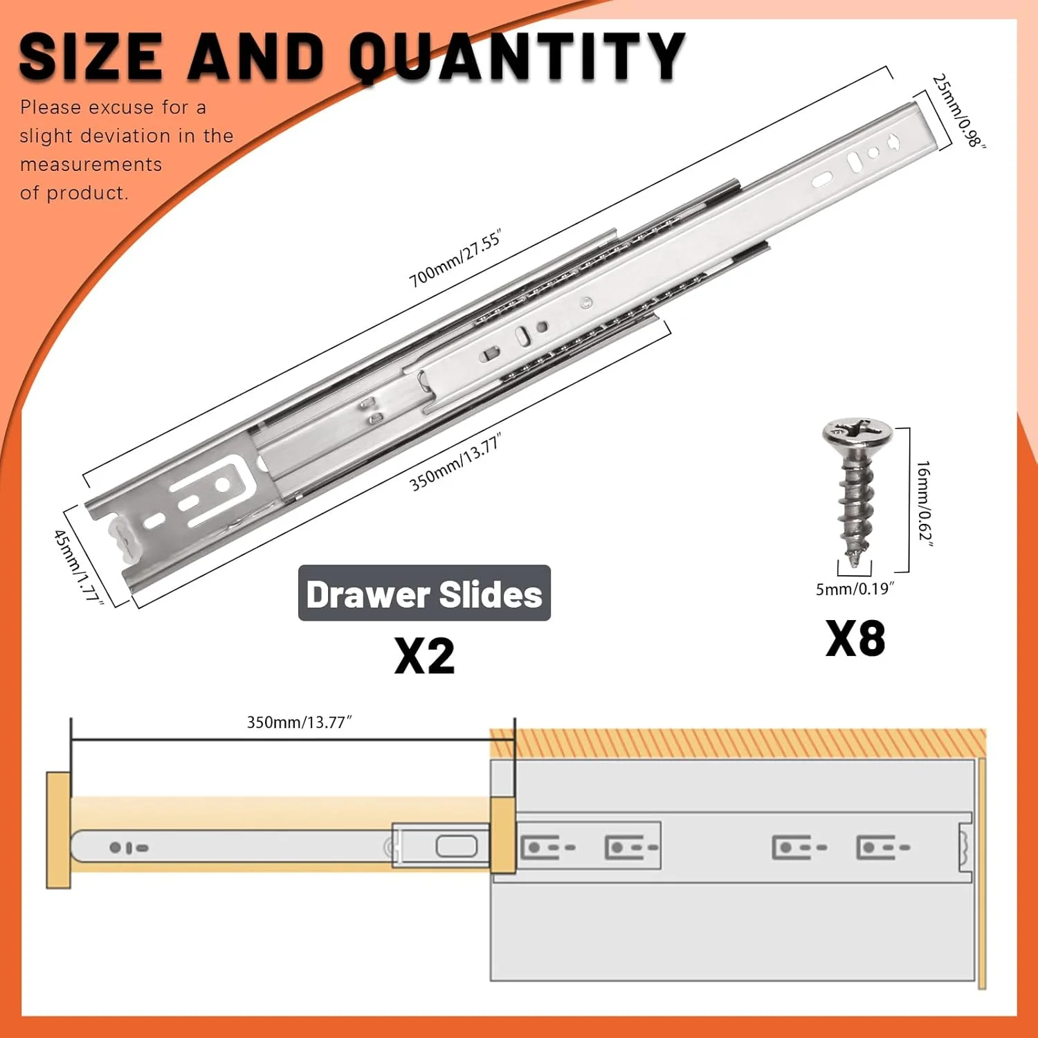 ریل کشویی تانستیک، یک جفت ریل کشویی با باز شدن کامل، 14 اینچی، ریل کشویی بلبرینگ با ظرفیت بار 77 پوند، ریل کابینت پرونده نصب جانبی، ریل فلزی کمد، ریل سطل زباله، ریل آشپزخانه