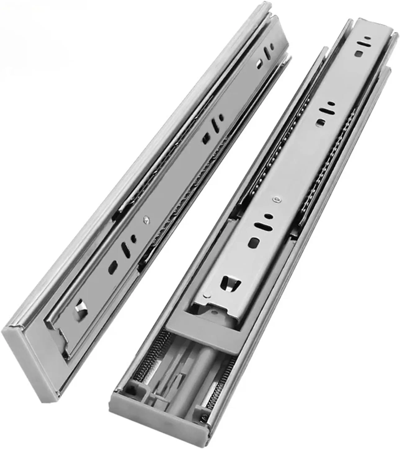 ریل کشویی استیل ضد زنگ 25-55 سانتی‌متر با مکانیزم آرام بند، سه تکه، مناسب برای سخت‌افزار مبلمان (ضربه گیر 45 سانتی‌متر)