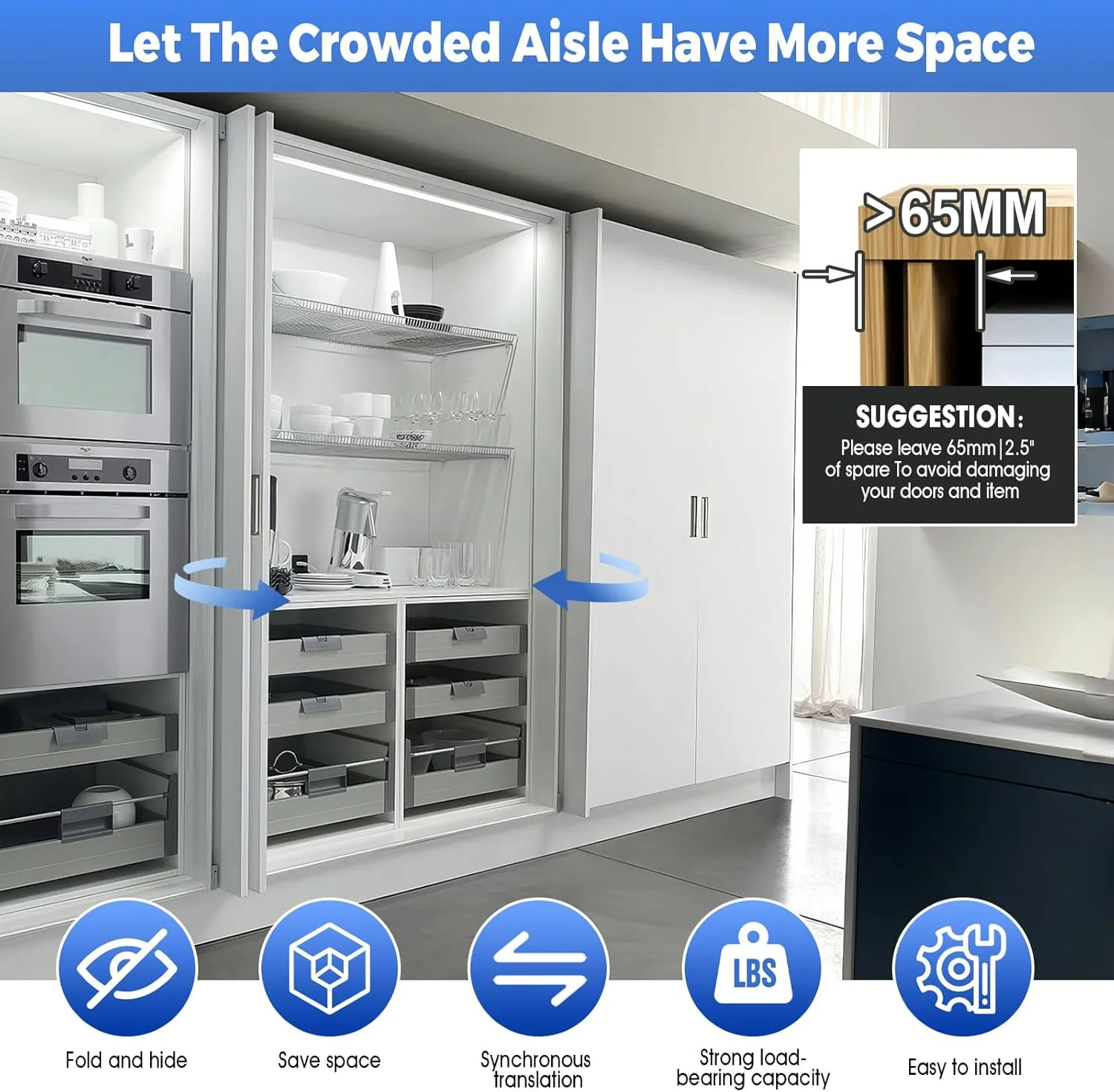 ریل درب مخفی کشویی، سخت افزار درب پاکتی، سرسره های درب پاکتی با لغزش نرم همراه با لولا برای کابینت و درهای فرورفته (18 اینچ، ست، 1 عدد)