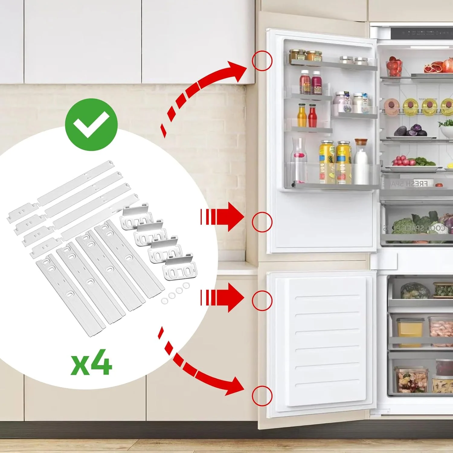 اسپرز تو گو کیت نصب براکت یونیورسال لولای درب یخچال یکپارچه (بسته 4 عددی)