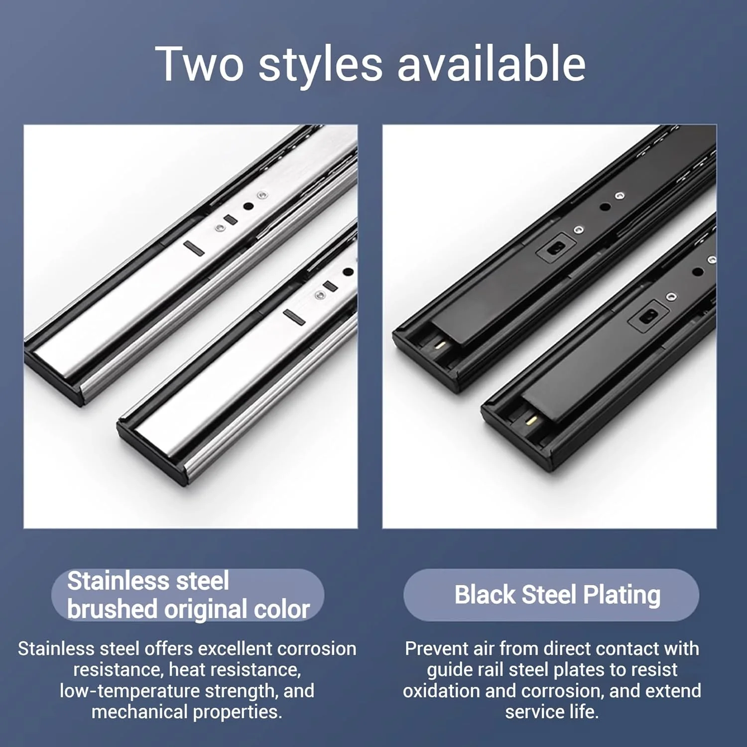 یک جفت ریل کشو استیل 304 با حرکت کامل، نصب جانبی، راهنمای ریلی، مقاوم (دارای میرایی—همراه با پیچ)(طبیعی، 60 سانتی متر)