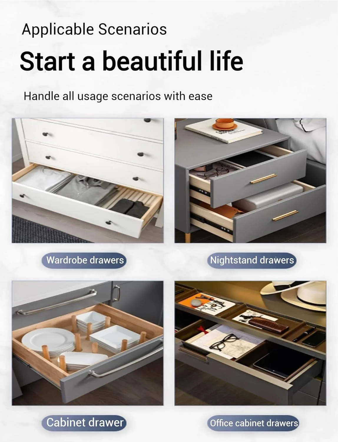 دو عدد ریل کشو استیل 304 با حرکت کامل، نصب جانبی، ریل های مشکی بلبرینگ 30 تا 100 سانتی متری (دارای میرایی، همراه با پیچ) (45 سانتی متر)