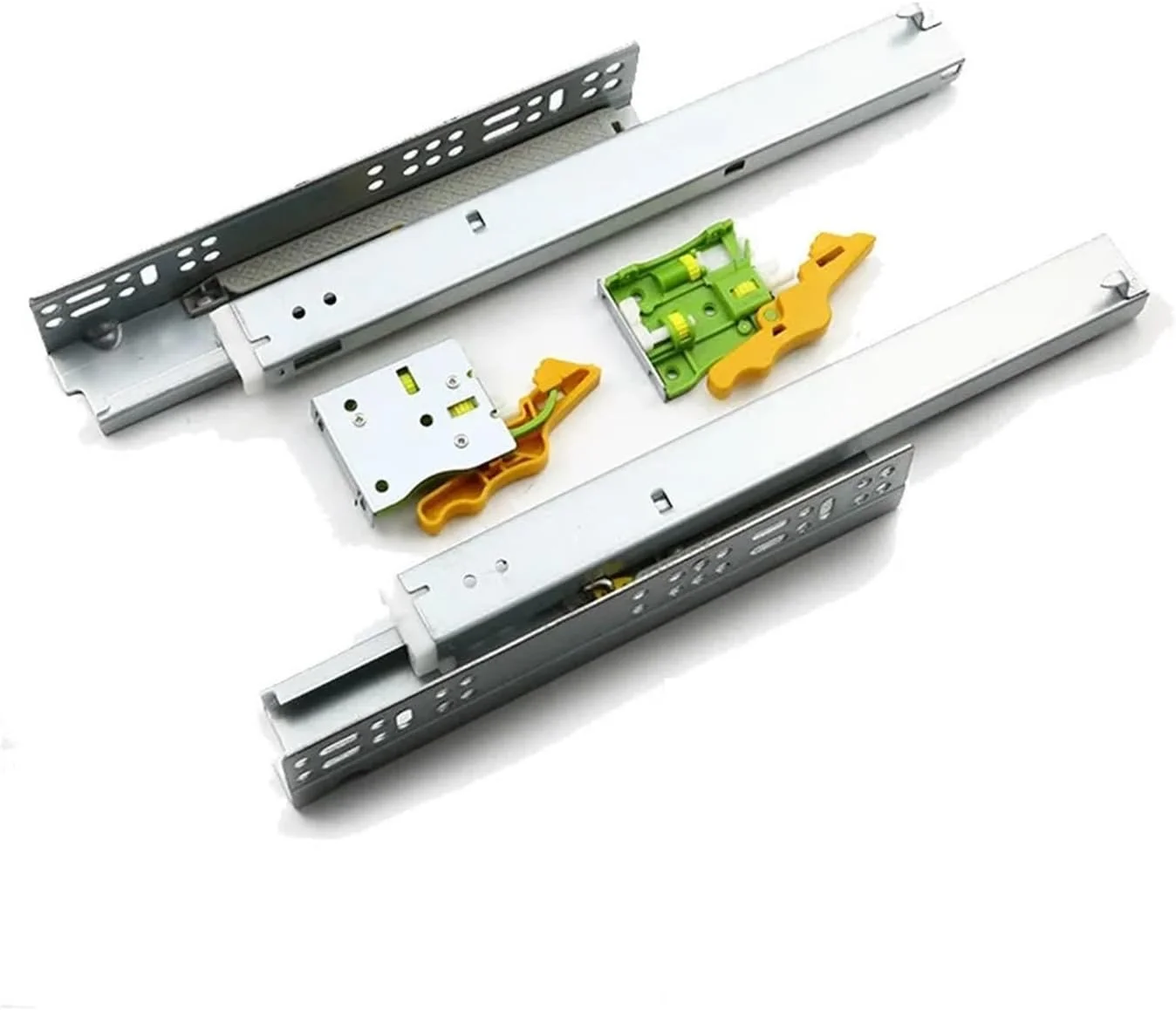 ریل کشویی مخفی با نصب از پایین و طراحی جدید، دارای 3 بخش با قابلیت میرایی و دستگاه جداسازی، راهنمای مسیر بافر کشو کابینت، بی صدا، 450 میلی متر (400 میلی متر)