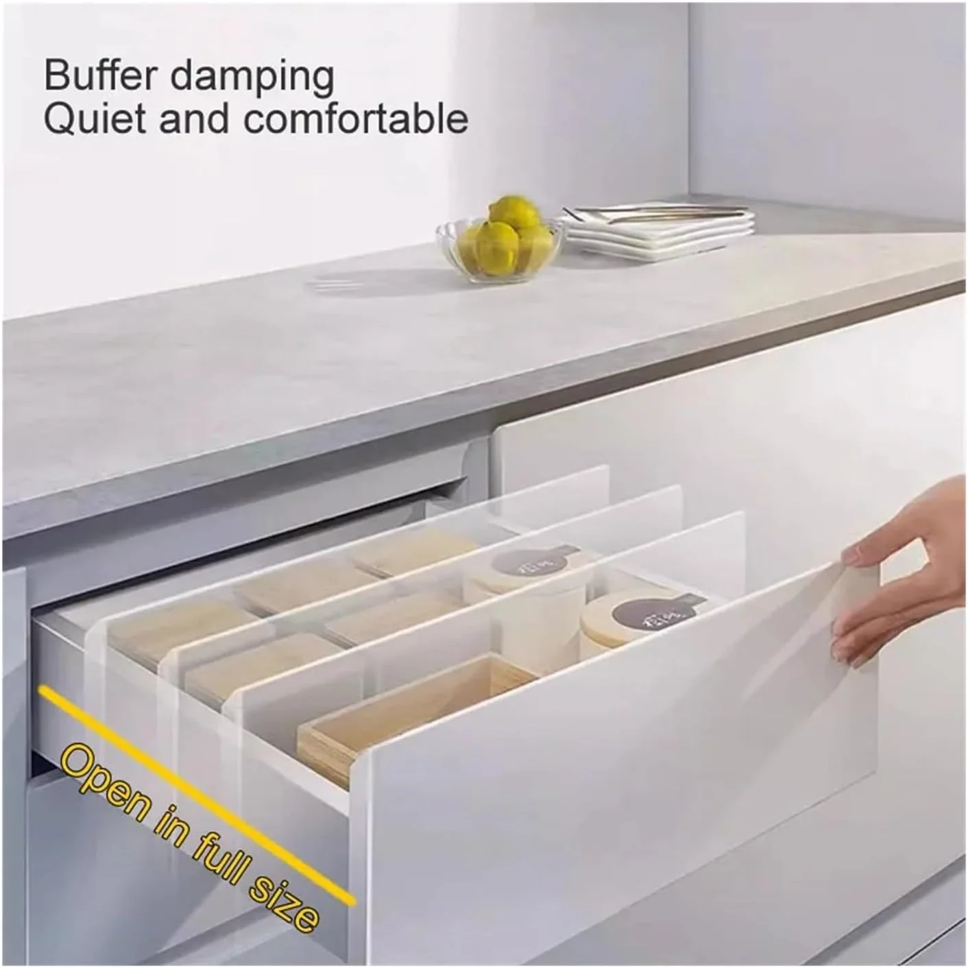 ریل کشویی مخفی با نصب از پایین و طراحی جدید، دارای 3 بخش با قابلیت میرایی و دستگاه جداسازی، راهنمای مسیر بافر کشو کابینت، بی صدا، 450 میلی متر (400 میلی متر)