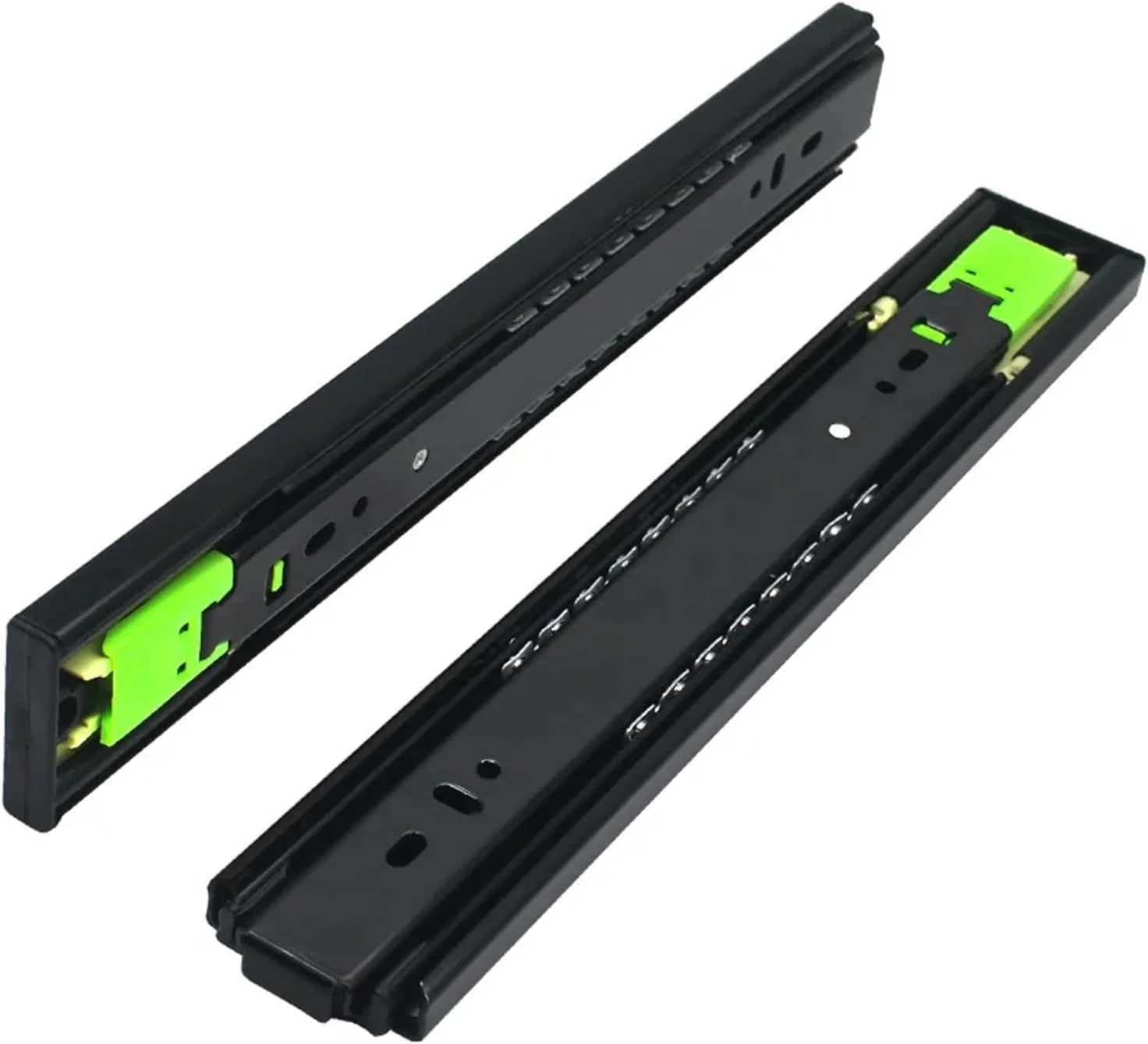 ریل کشویی سه تکه خودکششی با توپ فولادی، مناسب برای کمد، میز چای و کشو (45 سانتی متر خودکششی)