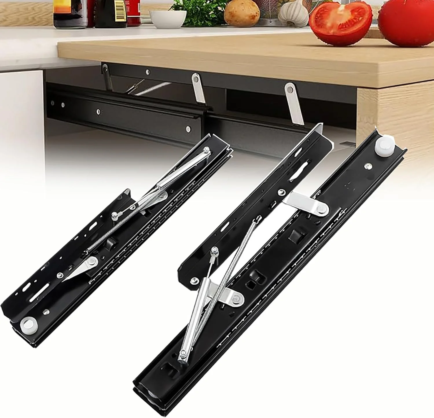 یک جفت ریل کشو سنگین (ریل مخفی 25-52 سانتی متر)، نصب جانبی با قابلیت افزایش طول + ظرفیت باربری بالا: 45 کیلوگرم + بی صدا و روان، برای انواع کشوها، 52 میلی متر